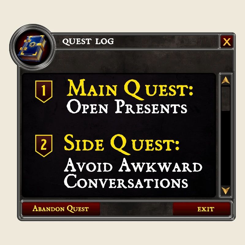 Main Quest Open Presents Side Quest Avoid