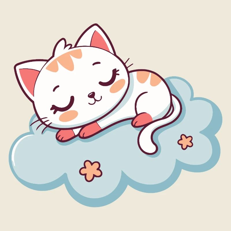 Sleeping Kitten on Soft Cloud
