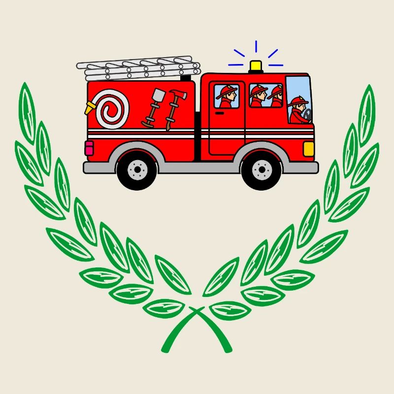 Fire engine in laurel wreath