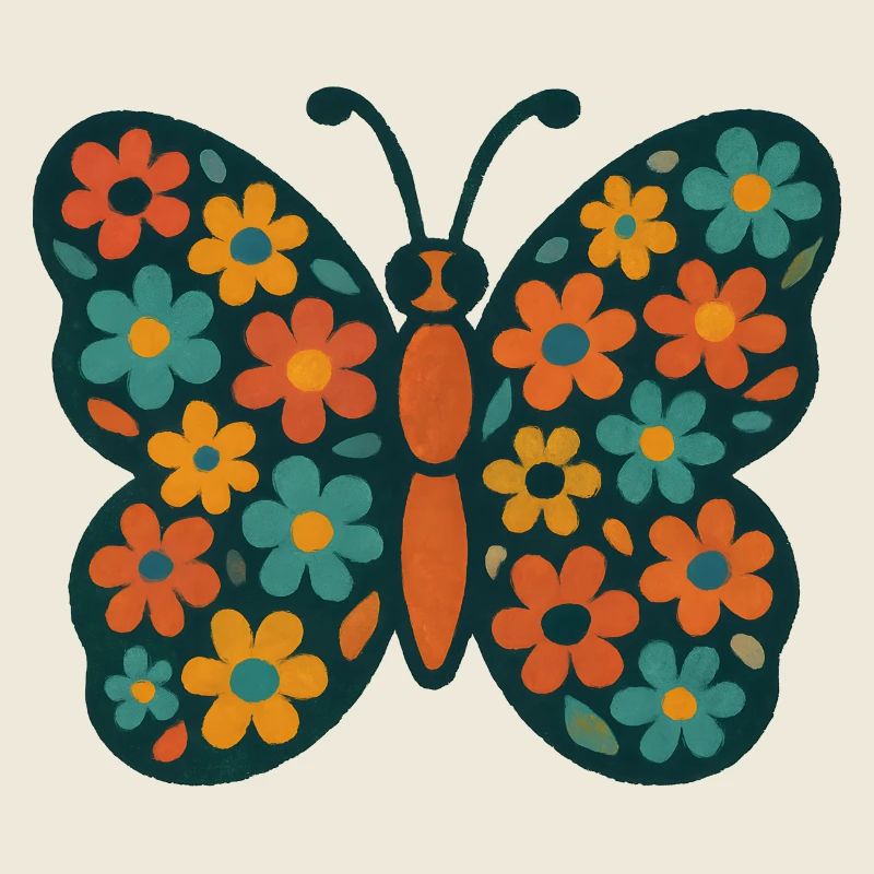 Jeu de couleurs Fleur Papillon
