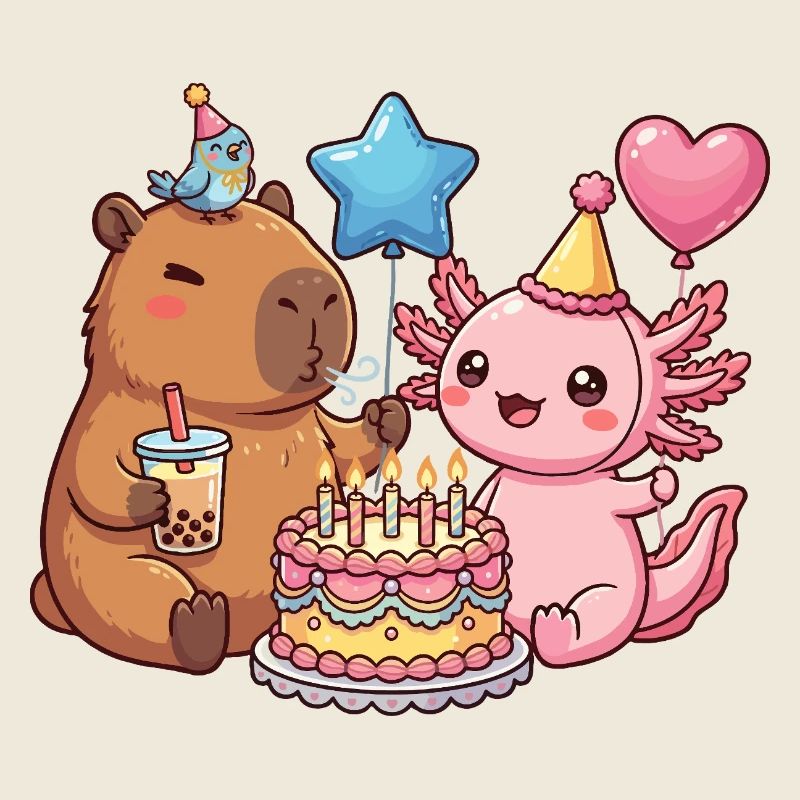 Capybara Axolotl Vogel Geburtstagsparty