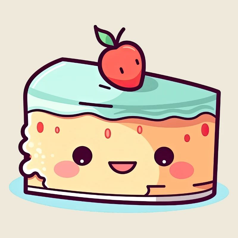 Kawaii Kuchenstück mit Kirsche