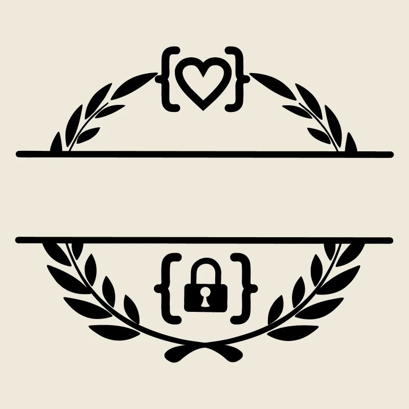 Code mit Herz und Code mit Schloss in Lorbeerkranz m