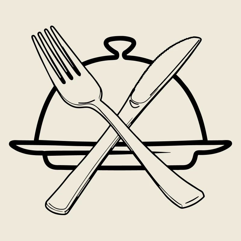 Transparent bowl with knife and fork