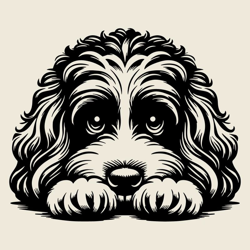 Tête de Cavapoo avec pattes