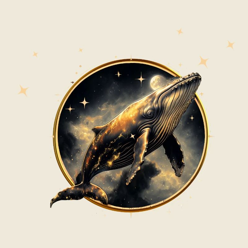 Cosmic elegance, the golden and black whale
