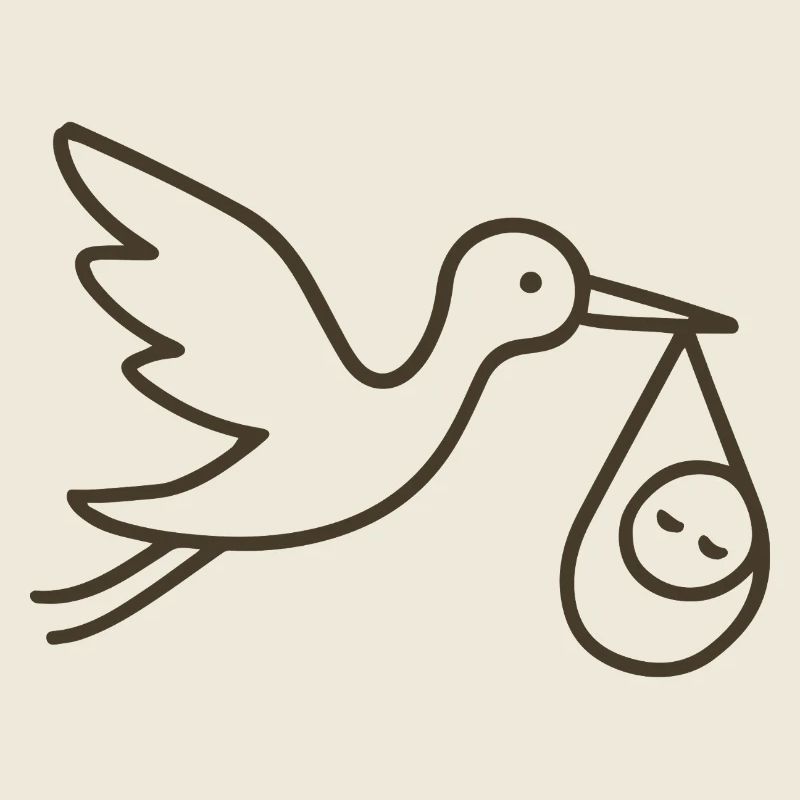 Stork with Baby Child - Minimal Baby Arrival