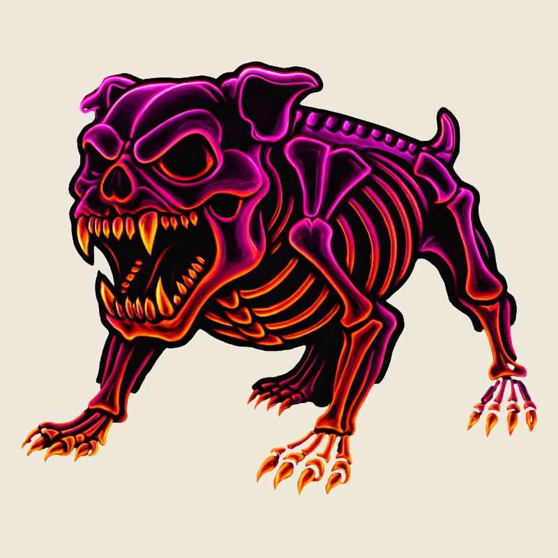 Neon Skeleton Dinosaur