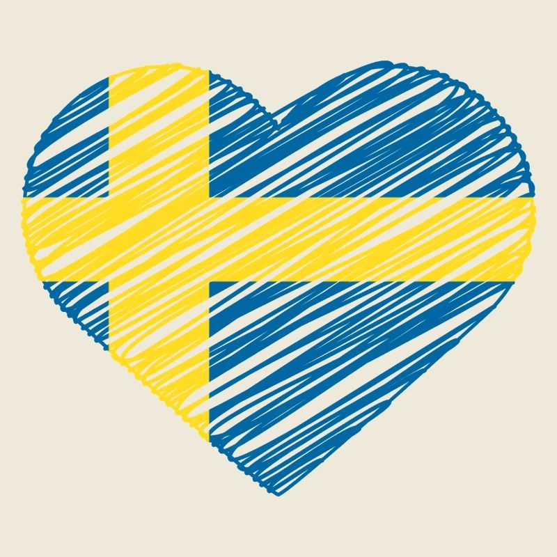 Drapeau du coeur Suède Scribble Shirt Flag