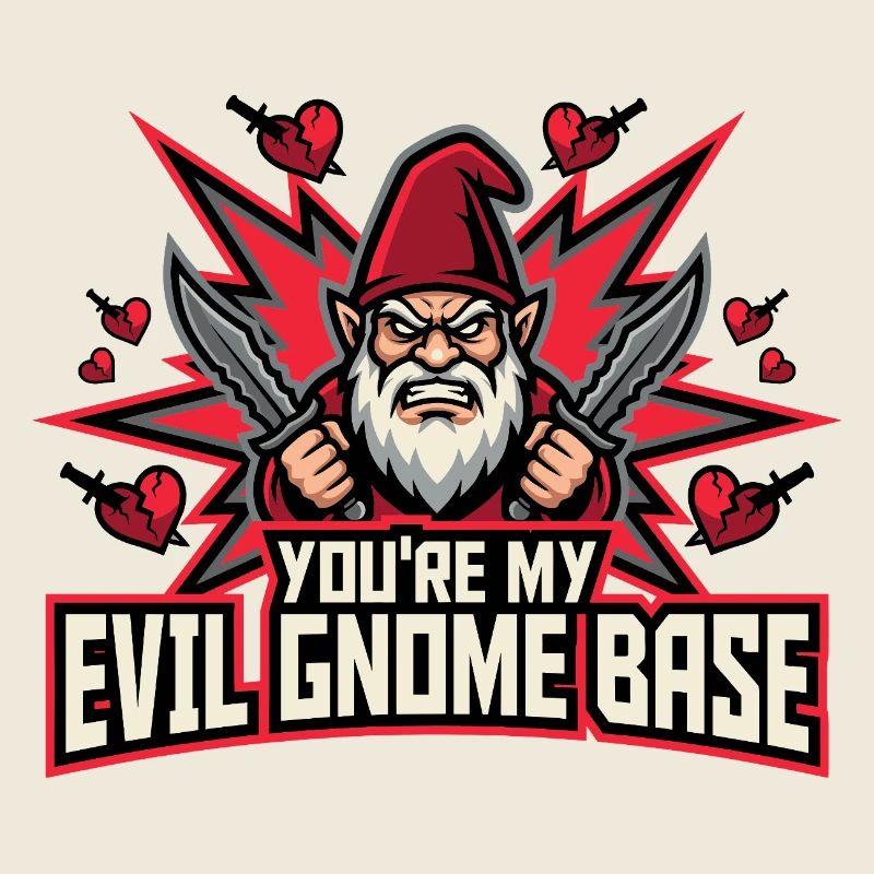 Evil Gnome, Dark Gnome, Goth Gnome, Funny Gnome