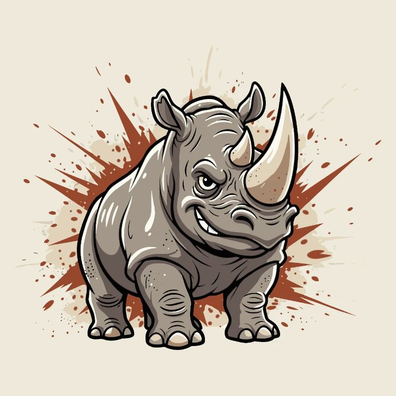 Puissant dessin animé de Rhino