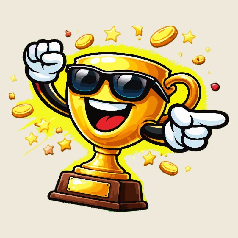 Goldene Trophäe mit Sonnenbrille