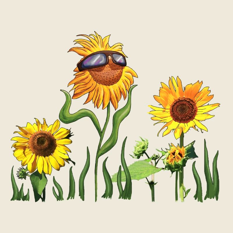 Sunflowers with sunglasses