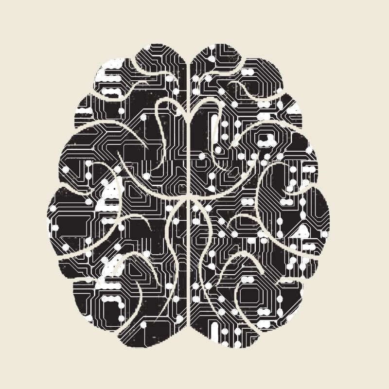 Conception de logo de cerveau ordinateur PC
