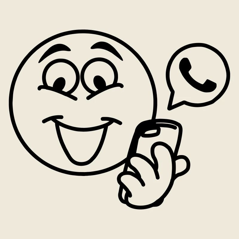 Stick head with a phone and pop-up text berich