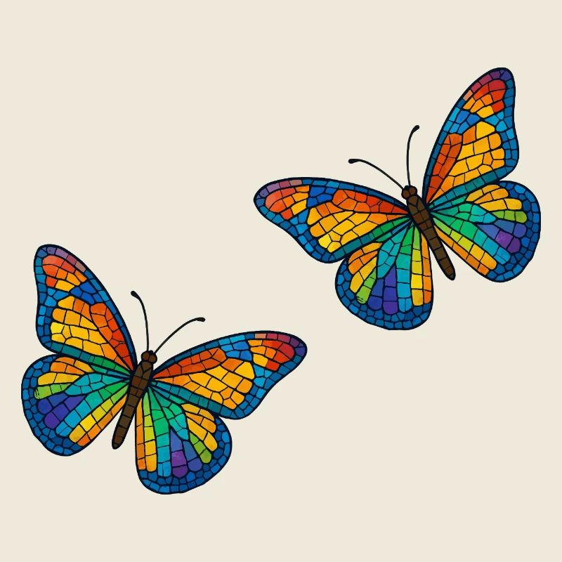 Bunte Mosaikschmetterlinge Design