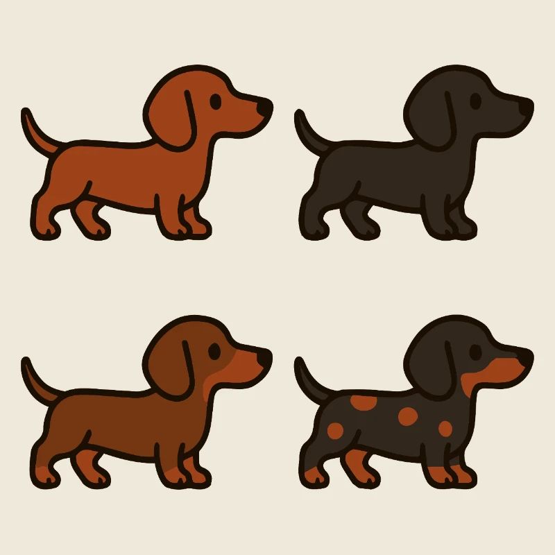 Niedliches Dackel-Hunde-Illustrationsset
