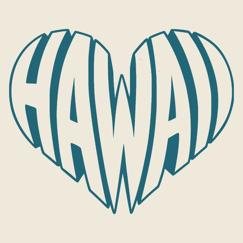 Hawaii, Hawaii Angular HeartTypo Design