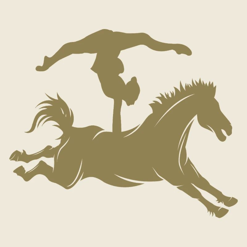 Saut en silhouette minimaliste à cheval