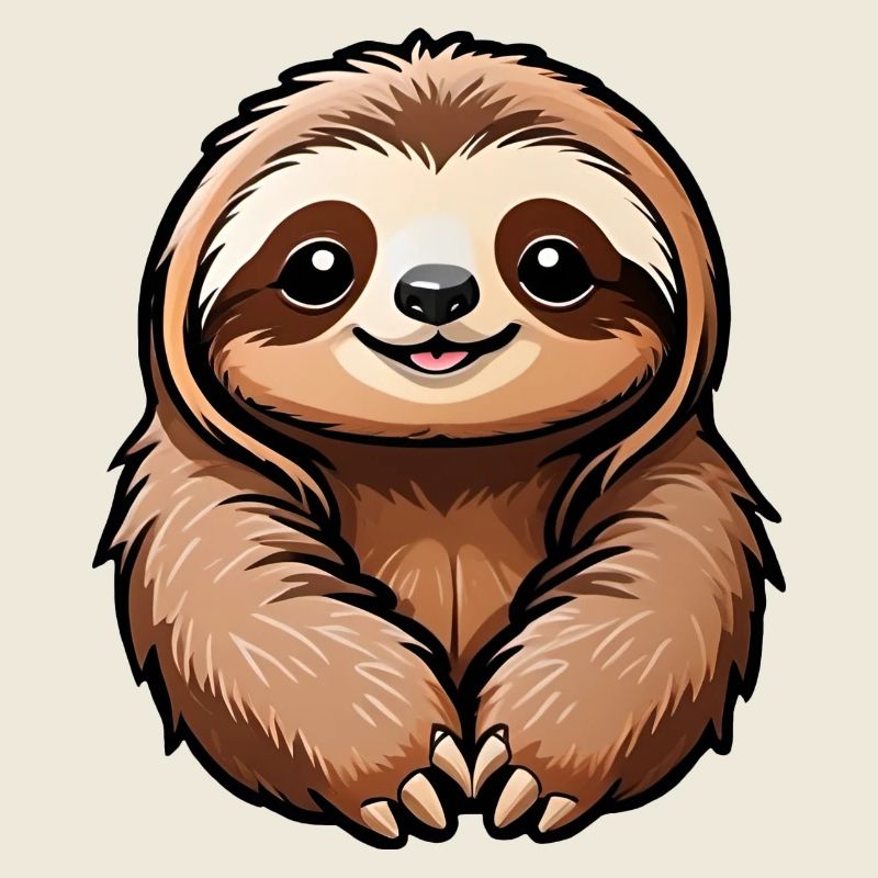 Cute Happy Cartoon Sloth