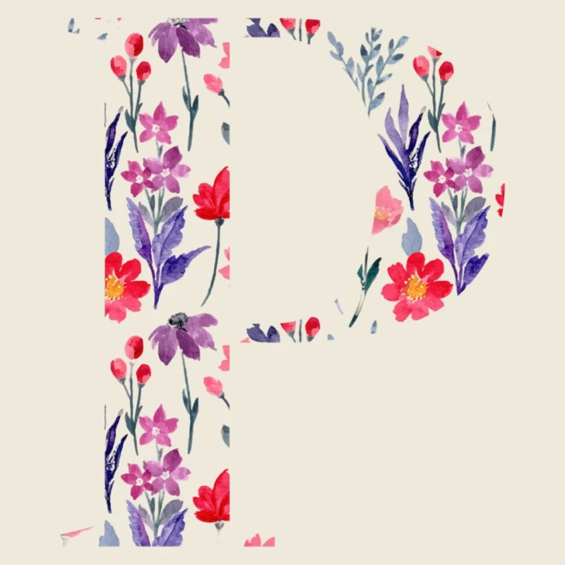 Personalized floral letter p - gift idea