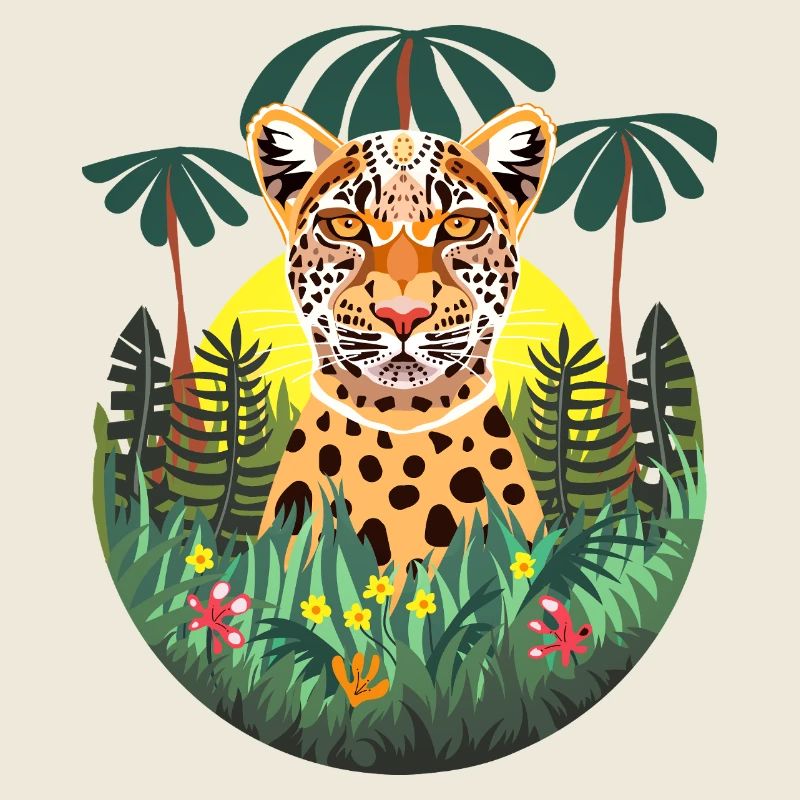 Jaguar Jungle Coloré Tropical