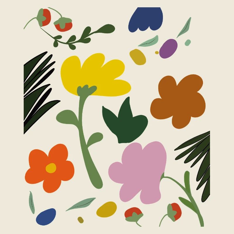 Fleurs abstraites en palette printanière