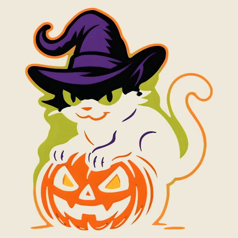 Wizard Cat and Luminous Pumpkin