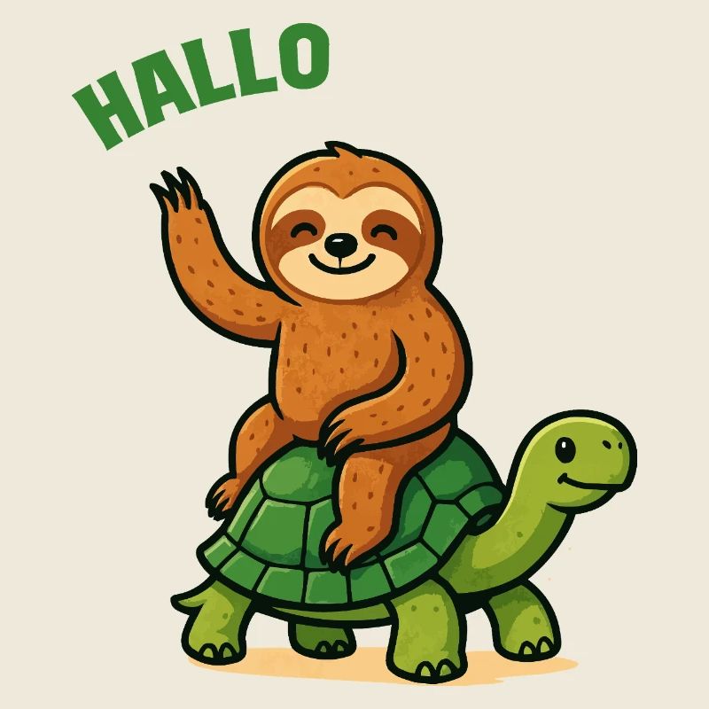 Hallo Faultier auf Schildkröte