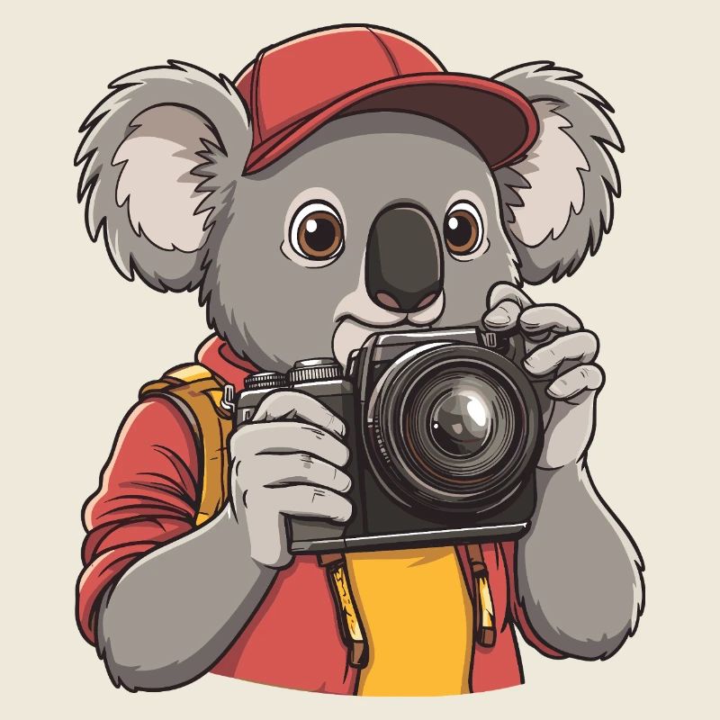 Funny Cool Koala Photographer with Camera