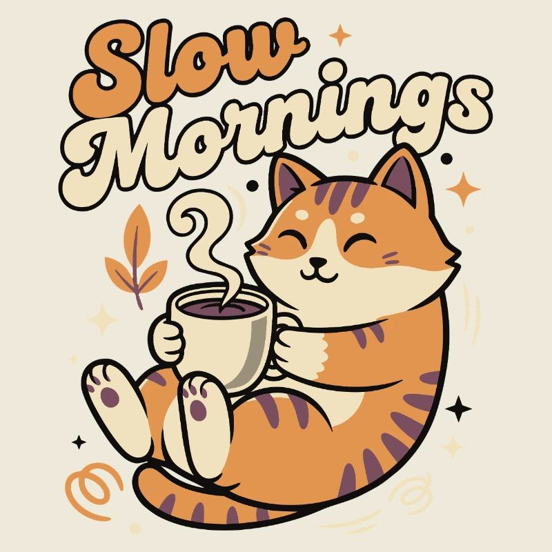 Langsame Morgenkatze mit Kaffee