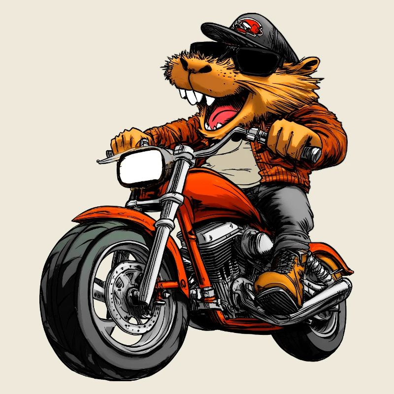 Motorradfahrer Biber