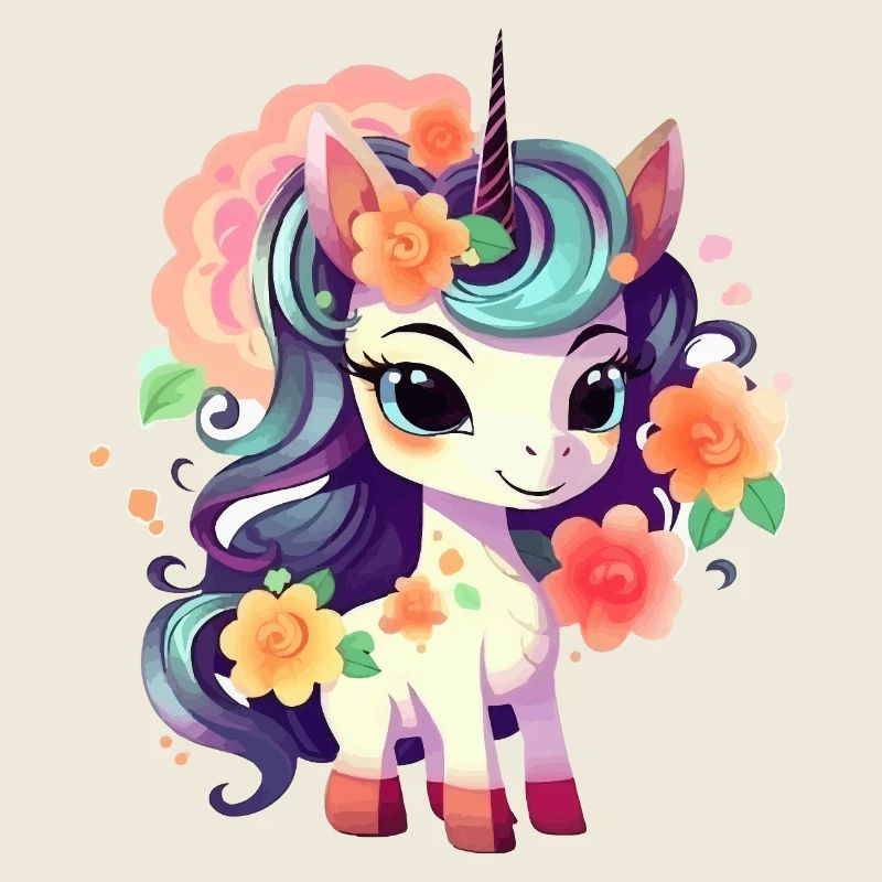 Pastell-Einhorn mit Blumenkrone