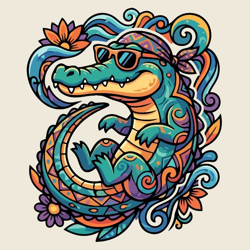Motif rétro Crocodile Creative Tropics Summery