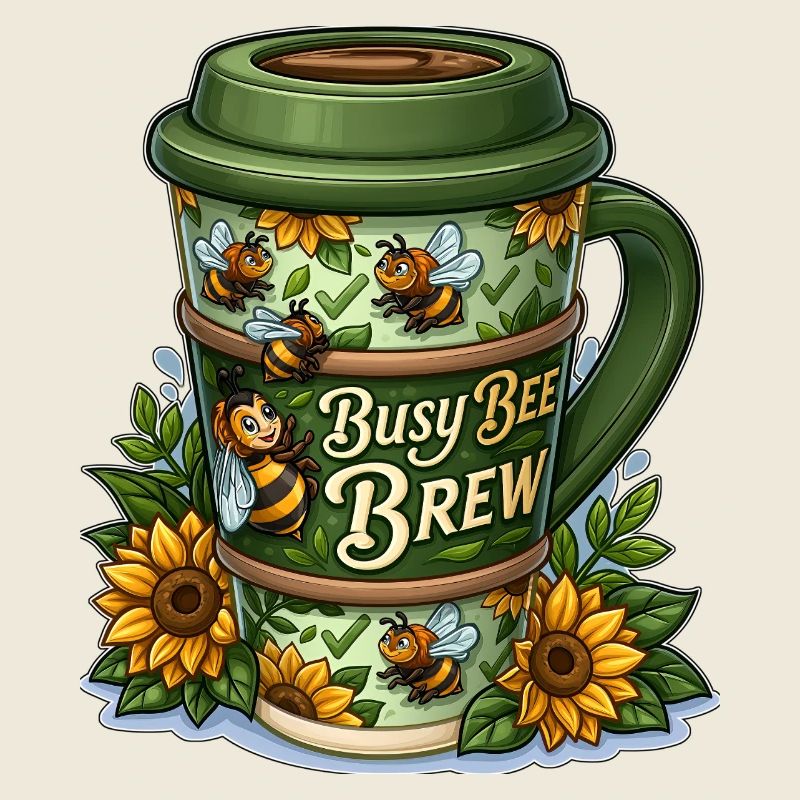 Busy Bee Brew Coffee Cup avec tournesols