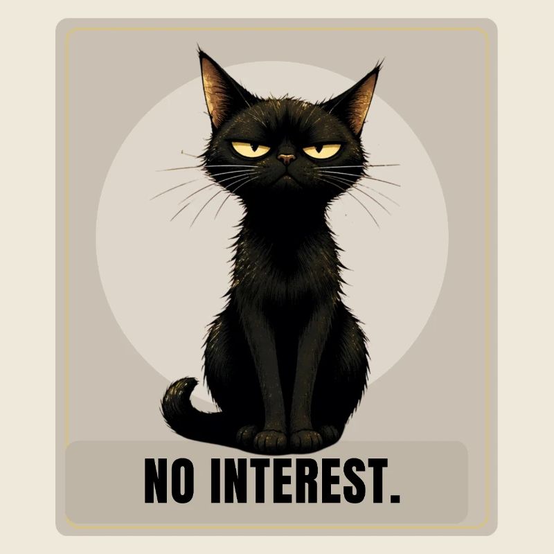 NO INTEREST Sarcastic Black Cat Design