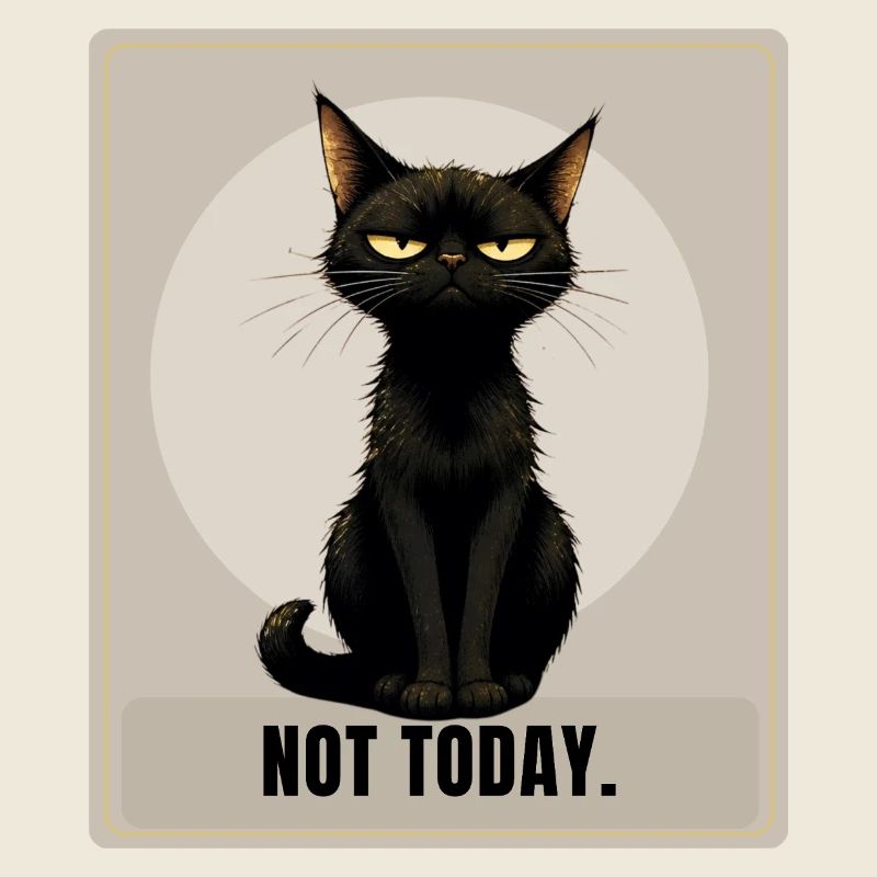 NOT TODAY Sarcastic Black Cat Design