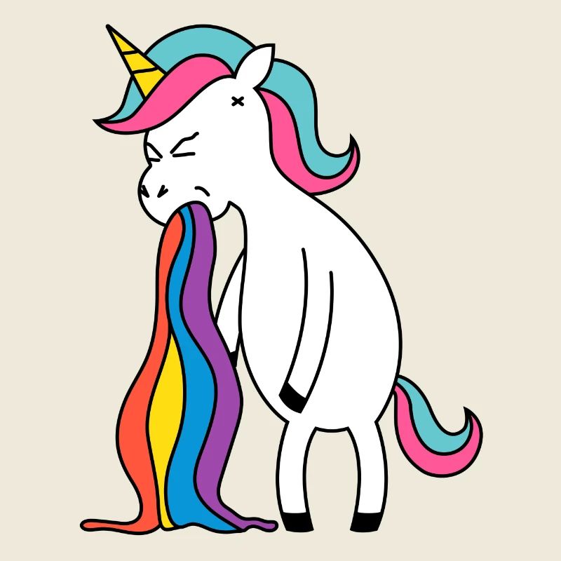 Unicorn rainbow puke. No buck Gagging