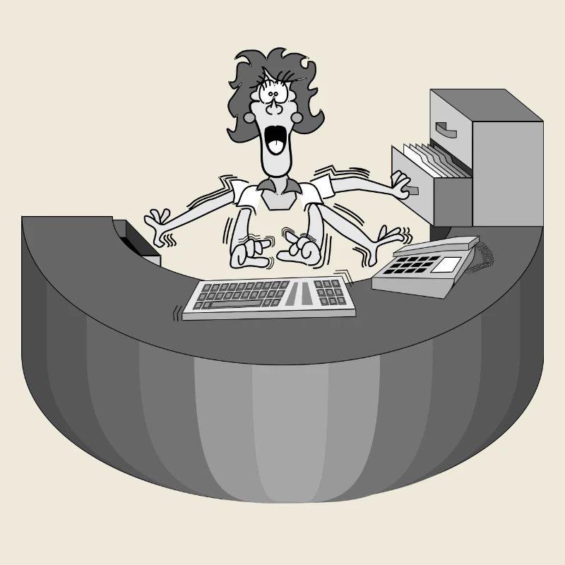 Rezeption Frau Multitasking Idee Geschenk Arbeit