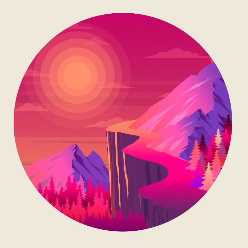 Path in the mountains sunset