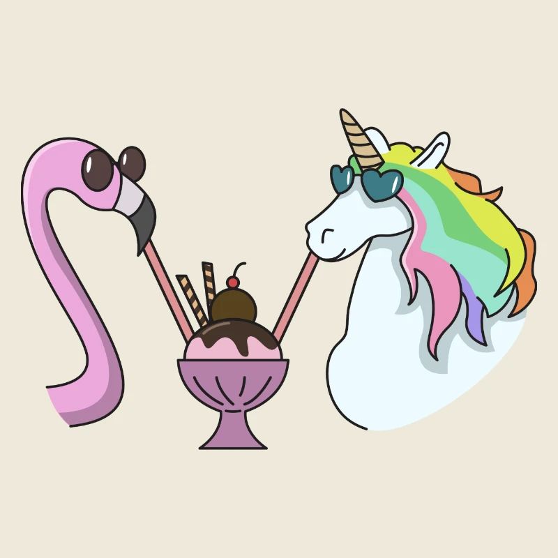 Flamingo Einhorn Eisbecher Geschenk Sommer Eis