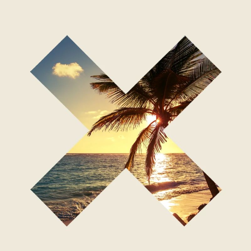 Summer, palm tree, beach - cross