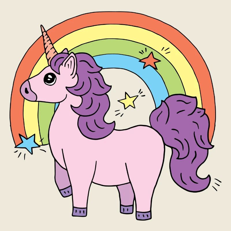 Einhorn Elsbeth vor einem Regenbogen