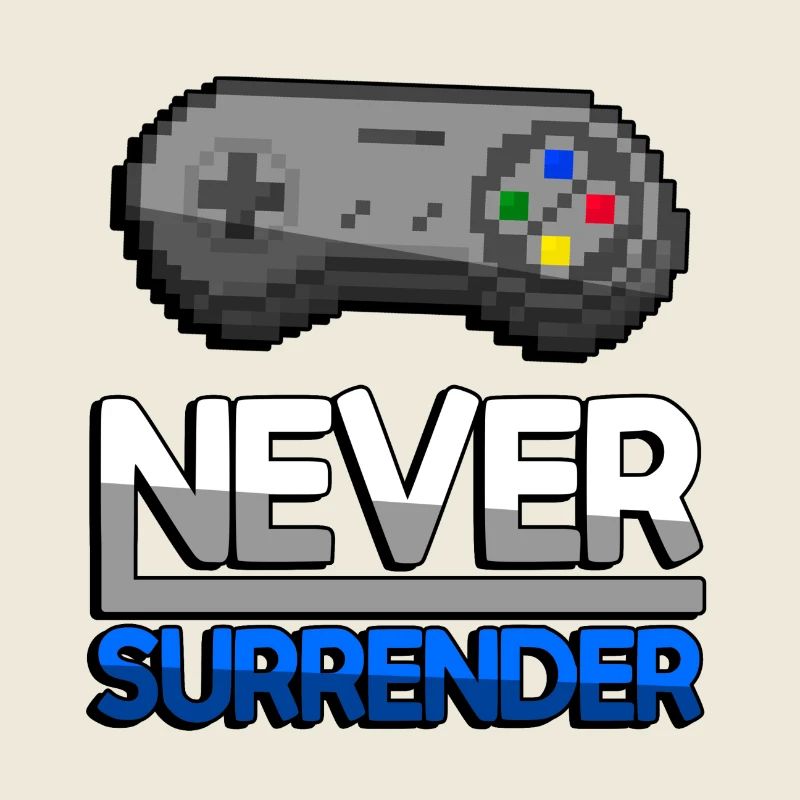 NEVER SURRENDER (Blau) + SNES Controller - Gaming