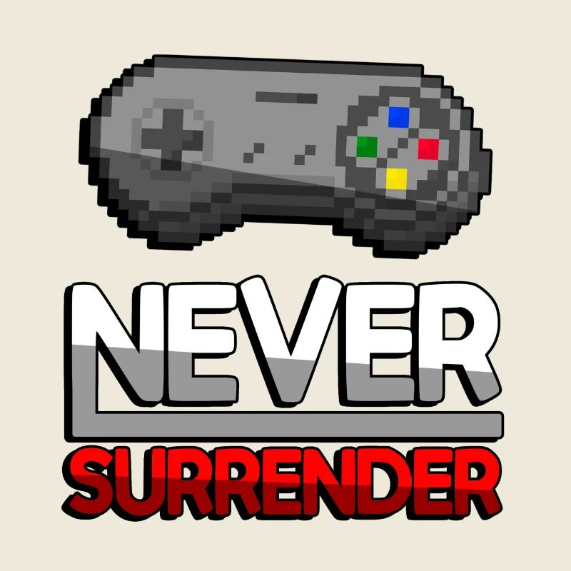 NEVER SURRENDER (Rot) + SNES Controller - Gaming