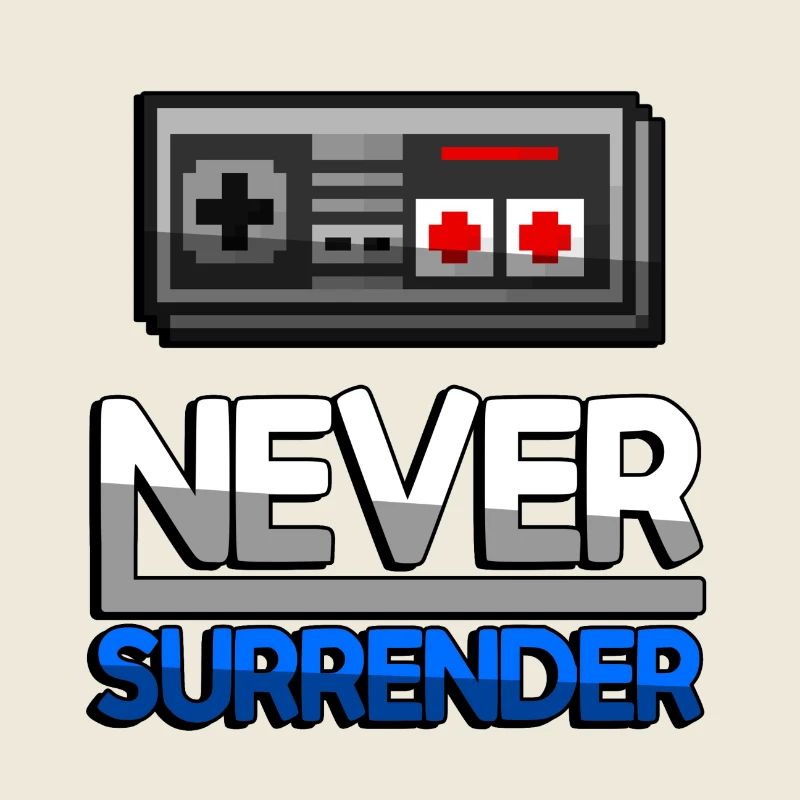 NEVER SURRENDER (Blue) + NES Controller - Gaming