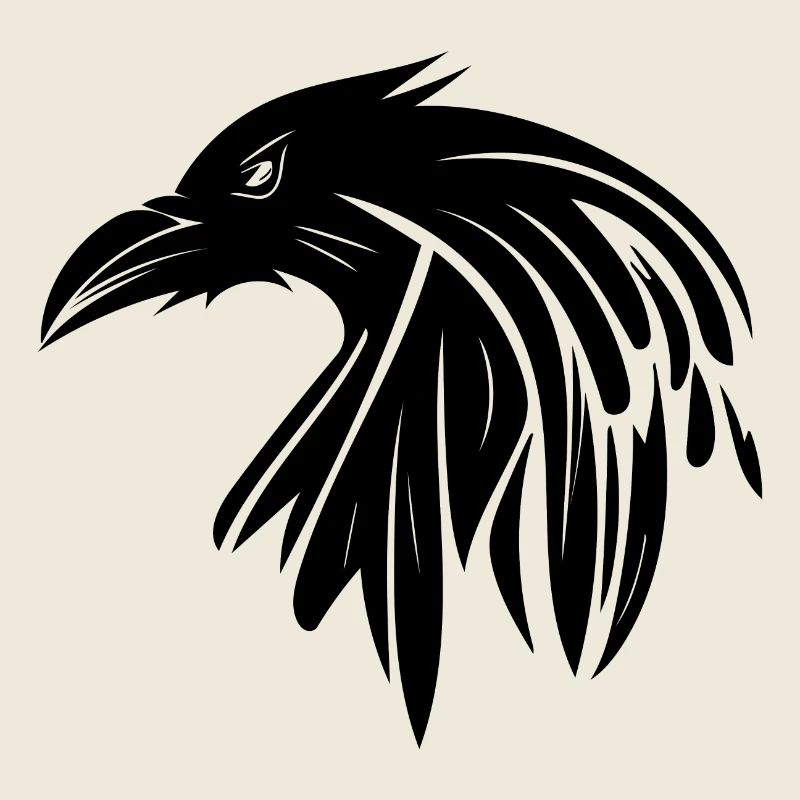 Raven with sinister look as a tattoo portrait