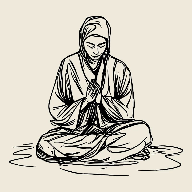 Young monk in deep meditation