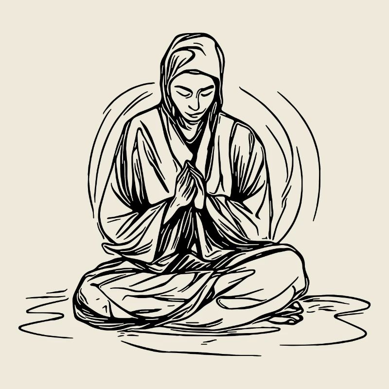Young Buddhist monk in deep meditation