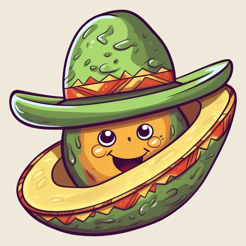 Avocado mit mexikanischem Sombrero Hut